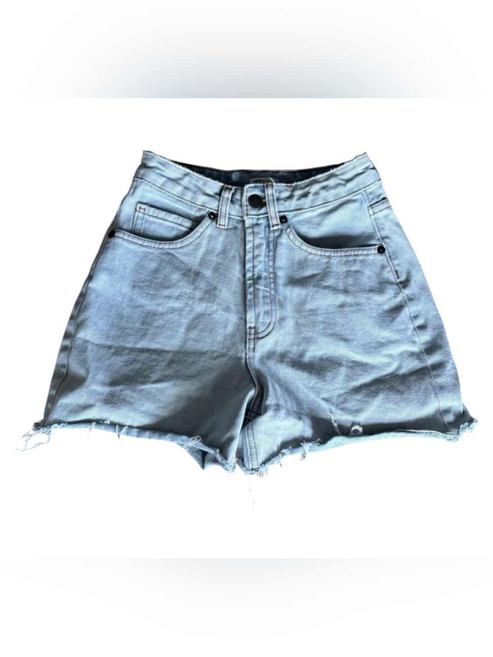 Billabong High Rise Distressed Denim Shorts Light Wash Frayed Hem Size 24